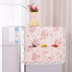 New Floral Pattern Refrigerator Cover Dust Cover Flower Pink Purple Lace Hanging Bag Cloth Cover Art Cloth Household Home Decor