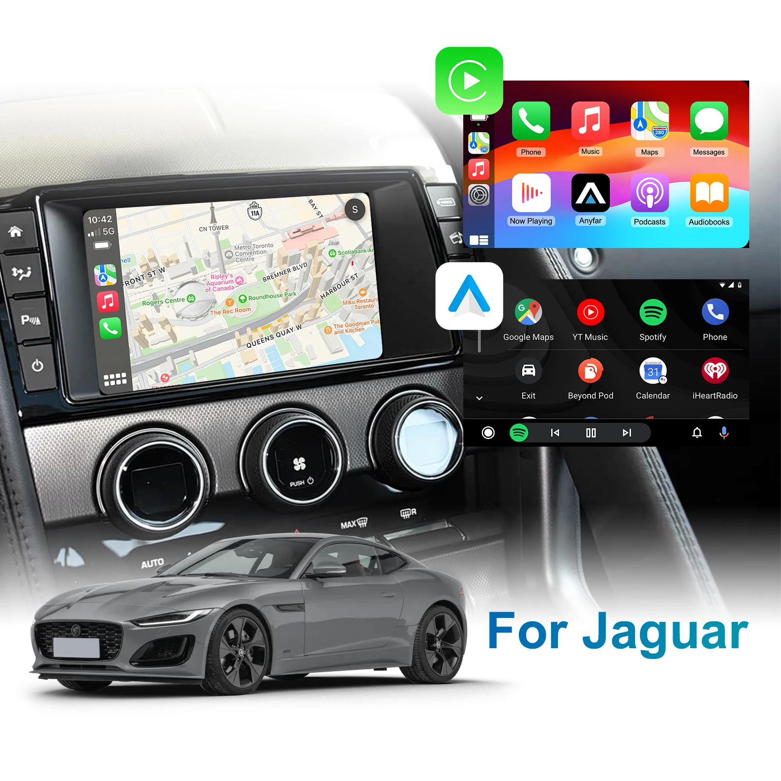 OEM Screen Upgrade Decoder Box CarPlay Interface Wireless CarPlay Android Auto Retrofit Kit for Jaguar XE XF XJL F-TYPE 2012-2016