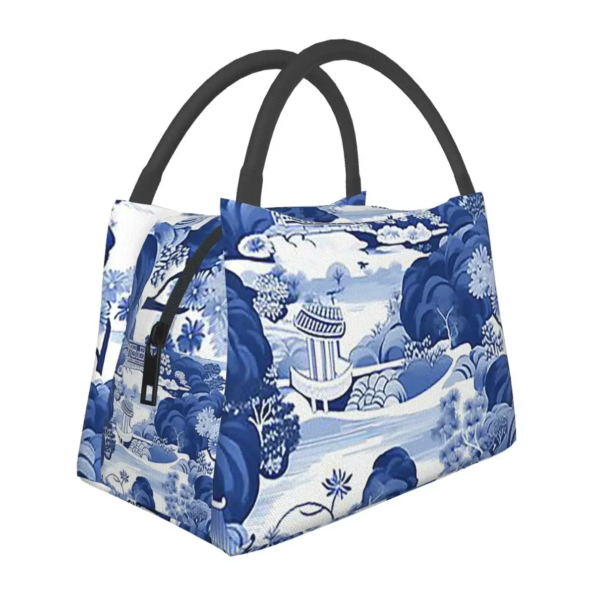 Chinoiserie Pattern Lightweight Handheld Insulated Lunch Bag Aluminum Foil Liner for Adults Students Travel Picnic