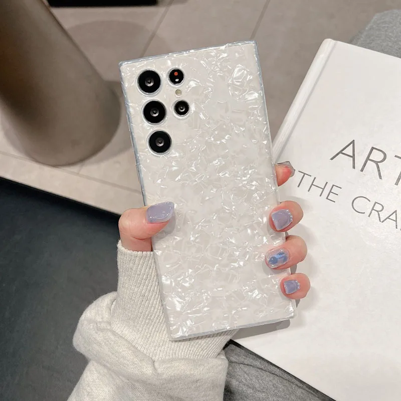 Luxury Bling Glitter Shell Marble Phone Case Ultra Thin Shockproof Cover For Samsung S21 S23 S22 S20 Ultra Plus FE S10 S9 S8