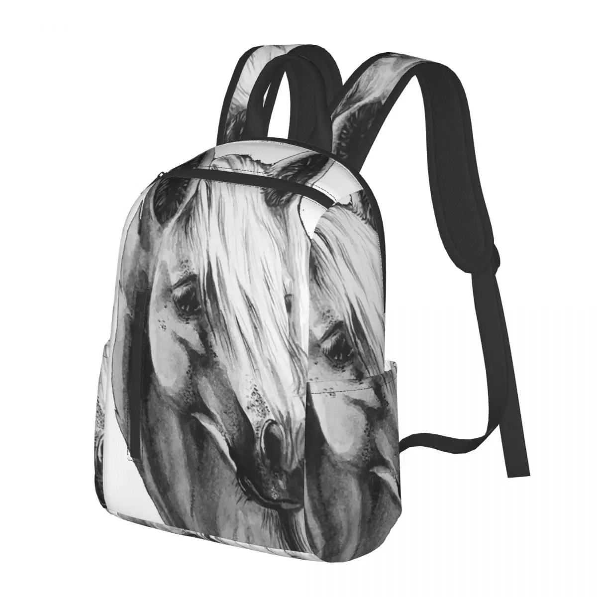 Animal White Horse Painting Art Student Backpack School Bag Hiking Travel Daypack for Men Women Bookbag Shoulder Bags