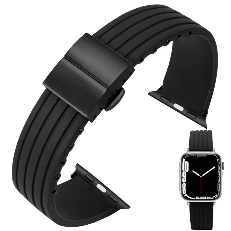 

The Rubber Strap Fits The Apple Watch 8/7 Generation Watch Ultra 6/5/ Series 38/40/42/44/45/49mm Soft Silicone Watchband