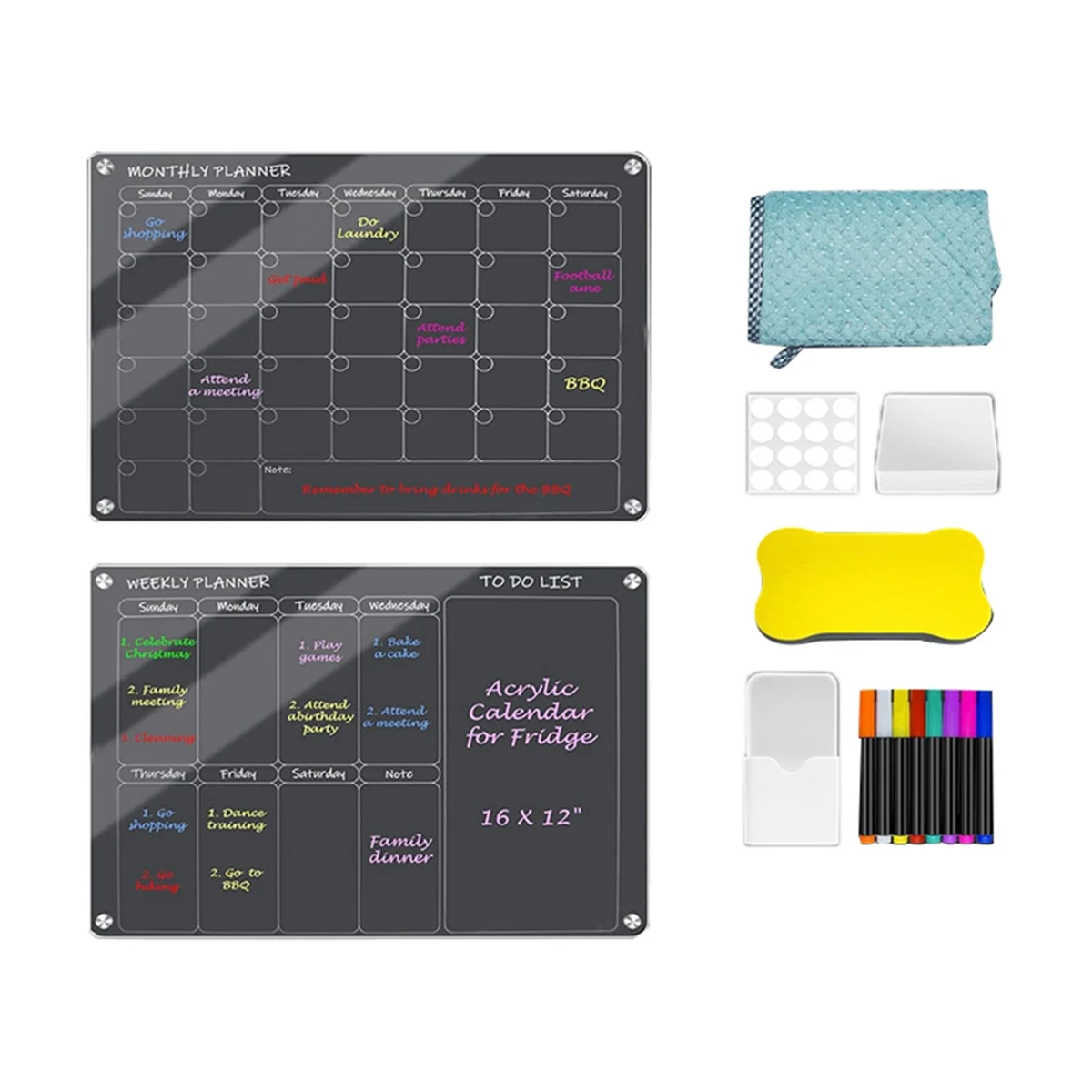 Acrylic Refrigerator Magnetic Calendar, Acrylic Dry Erase Board, Refrigerator Transparent Calendar, Note Message Board