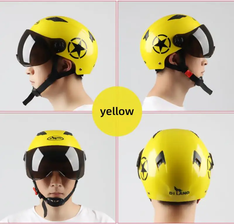 Мужской мотоциклетный шлем, Женский полушлем с открытым лицом для электромотора, автомобиля, скутера, велосипеда, защитная шляпа с очками