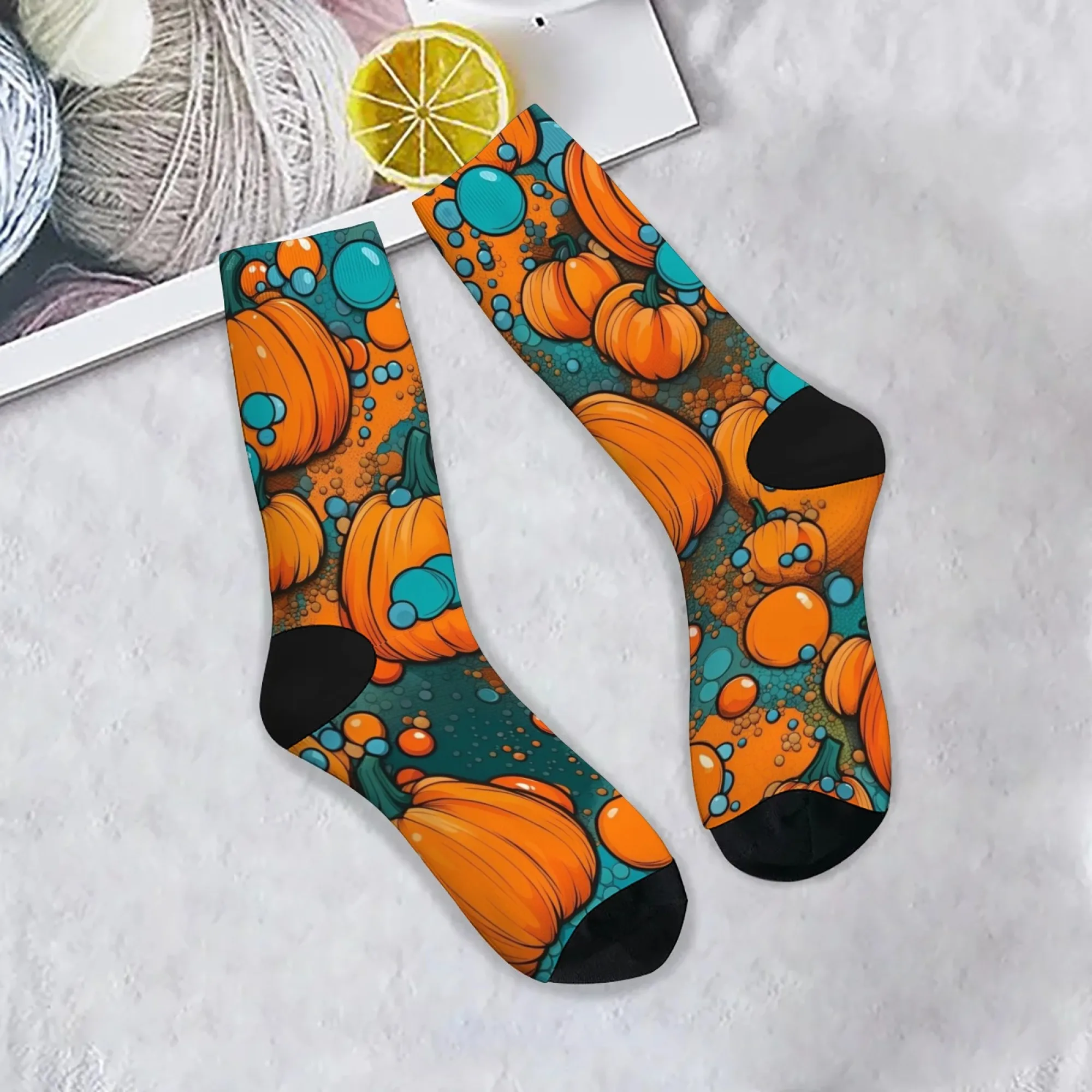 Cartoon Kürbis Druck männer Socken Atmungsaktivem Nicht-slip Socken Neuheit Harajuku Straße Hip-hop Crew Socken Party geschenk