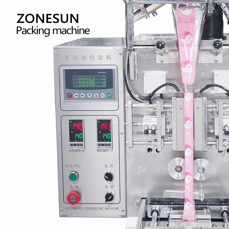 ZONESUN Automatic Filling Sealing Machine Candy Counting Packing Bag Sealer Vibrating Powder Filler Beans Granules Production