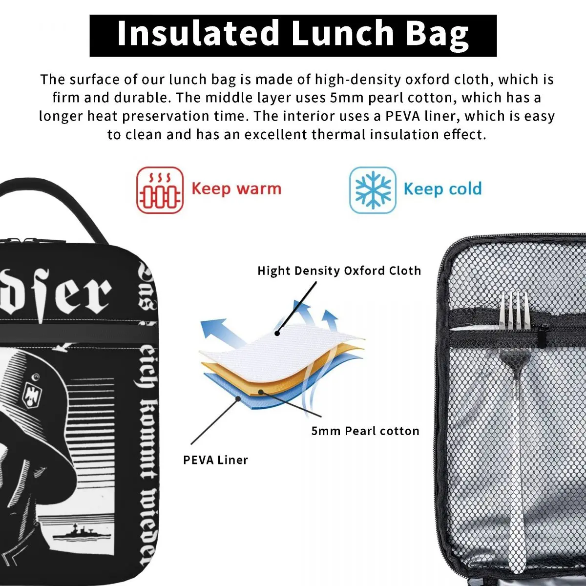 Das Reich Kommt Wieder Insulated Lunch Bag For Office Landser Rock Band Storage Food Boxes Portable Thermal Cooler Lunch Boxes