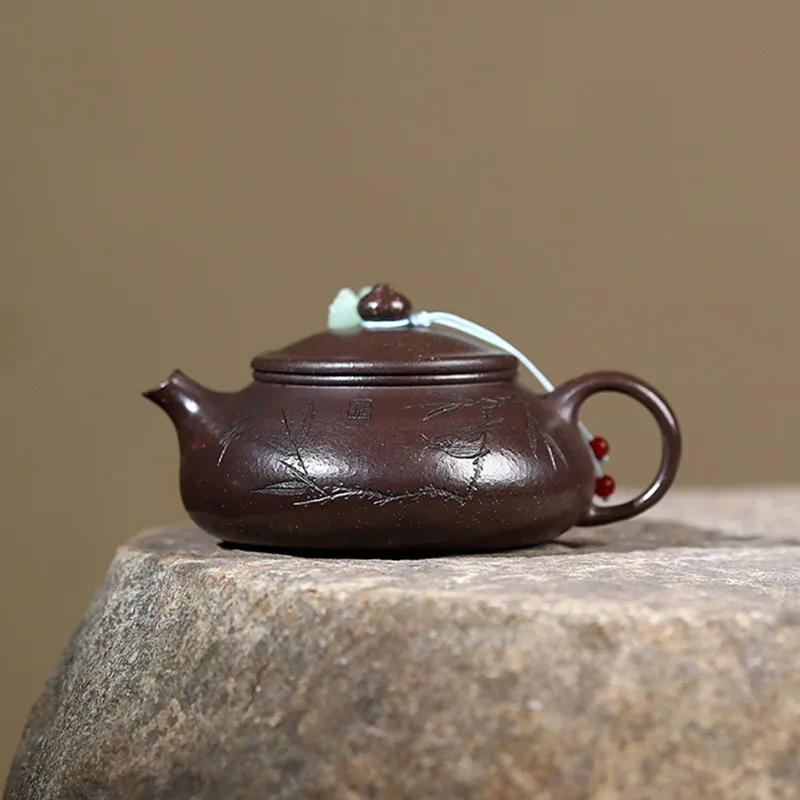 

Yixing Handmade Purple Clay Teapot Hand-carved Tea Pot Beauty Kettle Household Chinese Zisha Tea Set Accessories Teaware 200ml