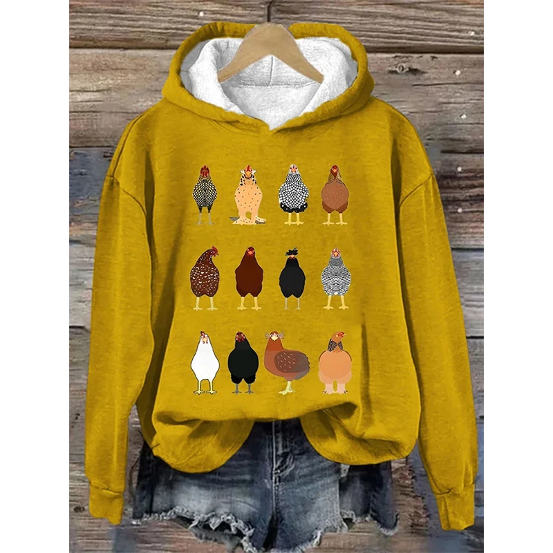 New Chicken Pattern 3D Print Hoodies Women Men Animal Hooded Sweatshirts Streetwear Pullovers Tracksuits Female Unisex Clothing