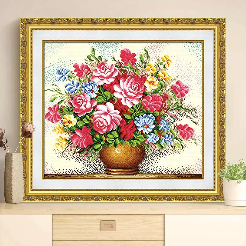 

Набор для вышивания крестиком KS 2026: Новая розовая роза для гостиной, прихожей, спальни. Маленькая вышивка ручной работы. Современный стиль.