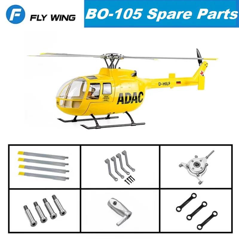 FLYWING BO105 BO-105 470 Size RC Helicopter Spare Parts Accessories Main Blade Shaft Gear Motor Swashplate Pull Rod Landing Skid