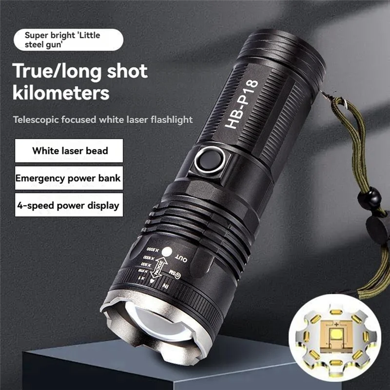 AEB0-في الهواء الطلق المحمولة ضوء قوي مصباح ليد جيب الطوارئ مصباح يدوي مقاوم للماء التكبير مصباح يدوي طويل المدى #5