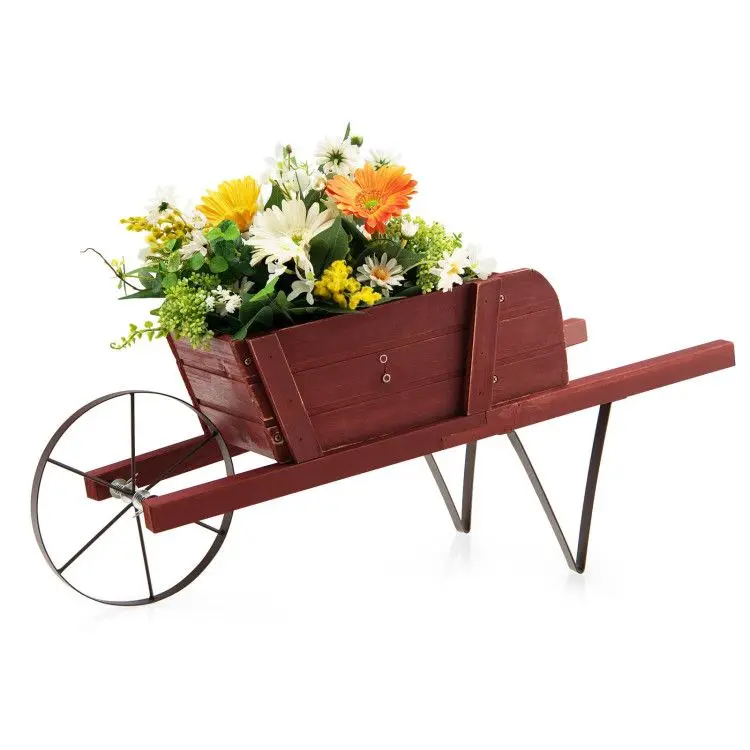 

For Wooden Wagon Planter with 9 Magnetic Accessories for Garden Yard