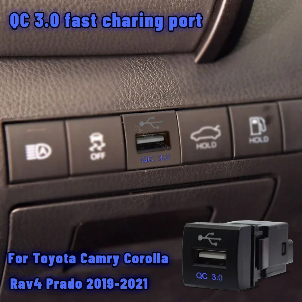 QC3.0 Car Fog Light Push Switch Quick Charge Usb Socket for Toyota Highlander Harrier 2024 Sienna Raize 2020 car accessories