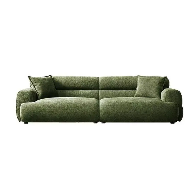 Valley French retro green chenille flannel sofa living room, household small apartment straight row removable and washable