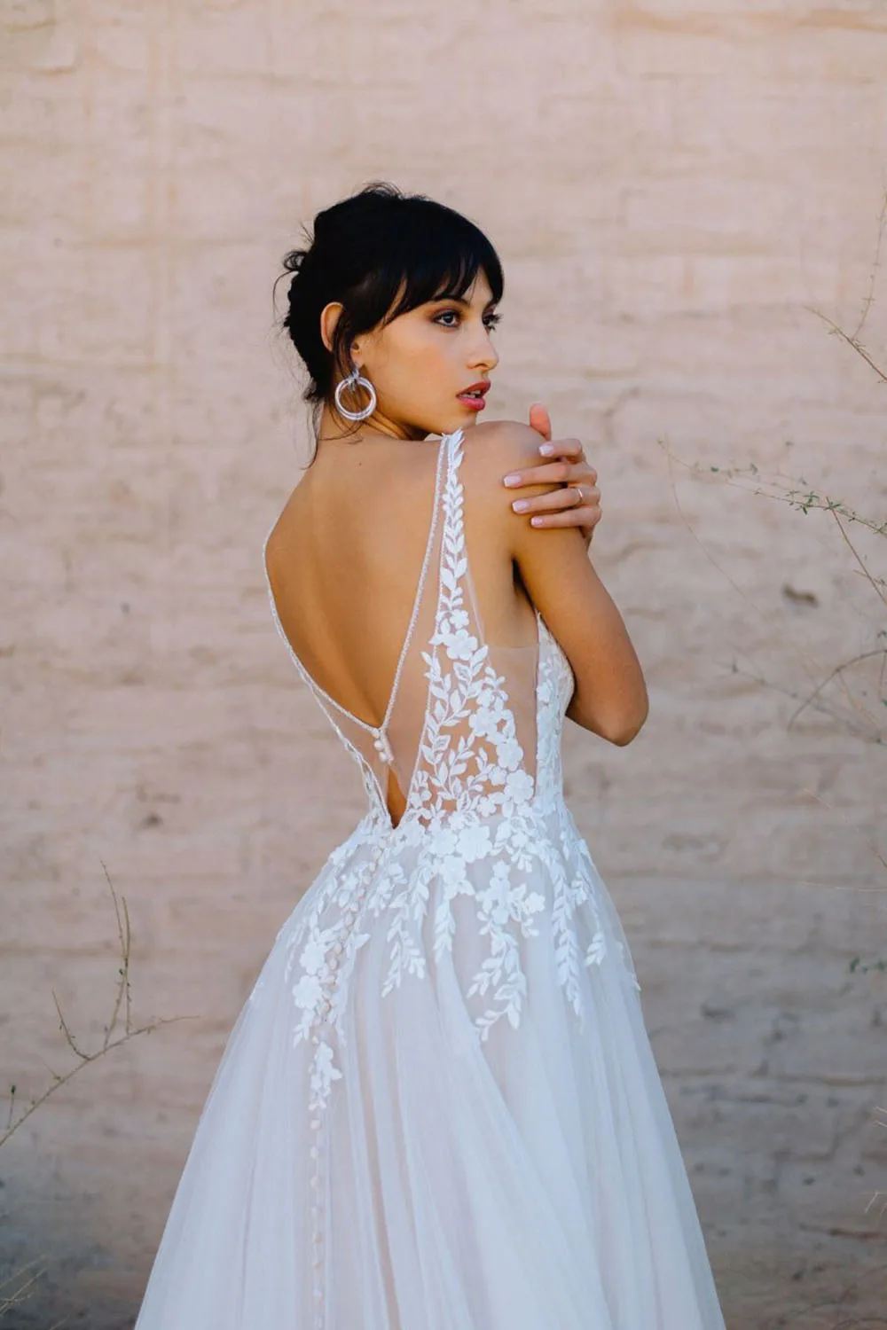 2023 Sexy Lace Wedding Dress Boho V-Neck Spaghetti Appliques Princess Backless Bridal Gown For Women A-Line Tulle Custom Made