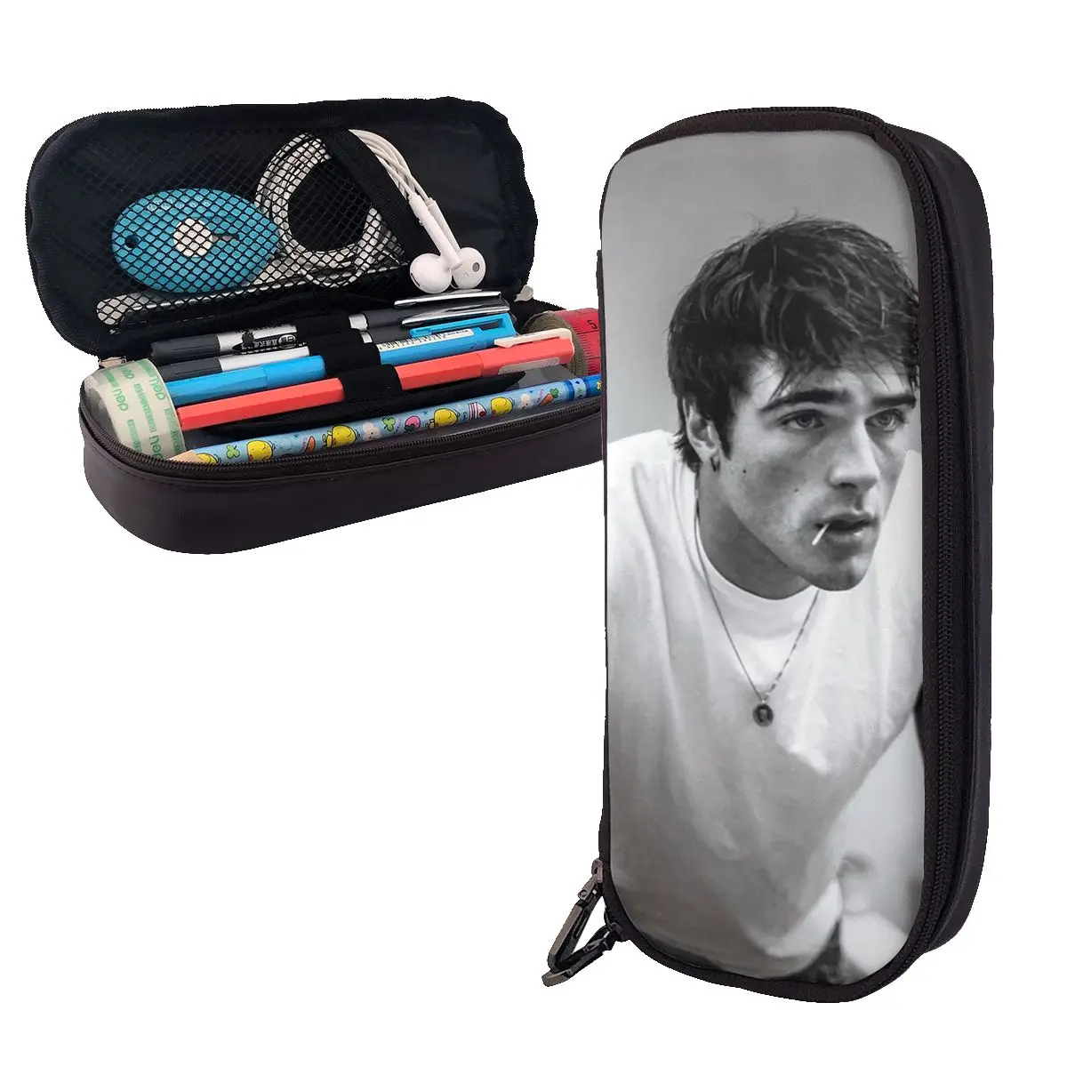 

Jacob Elordi Australian Actor Leather Pencil Cases Pencil Pouch Stationery Supplies Large Storage Pen Box Pencil Bag for School