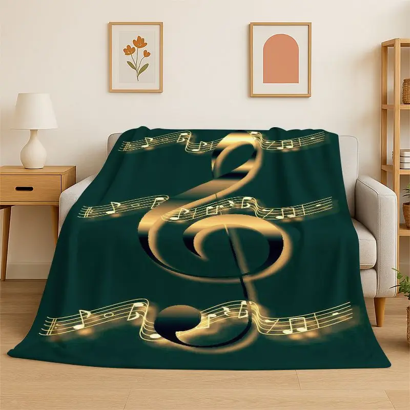Fashion Musical Note Instrument Staff Art Flannel Blanket Soft Throw Blanket for Bedroom Living Room Bed Travel Camping Nap Gift