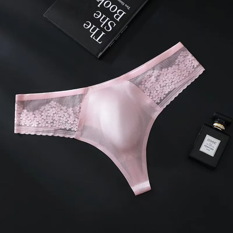 

Sexy Mens Seamless Thong Ice Ultra Thin Sports Fitness Bulge Pouch G-string Male Panties Low Waist