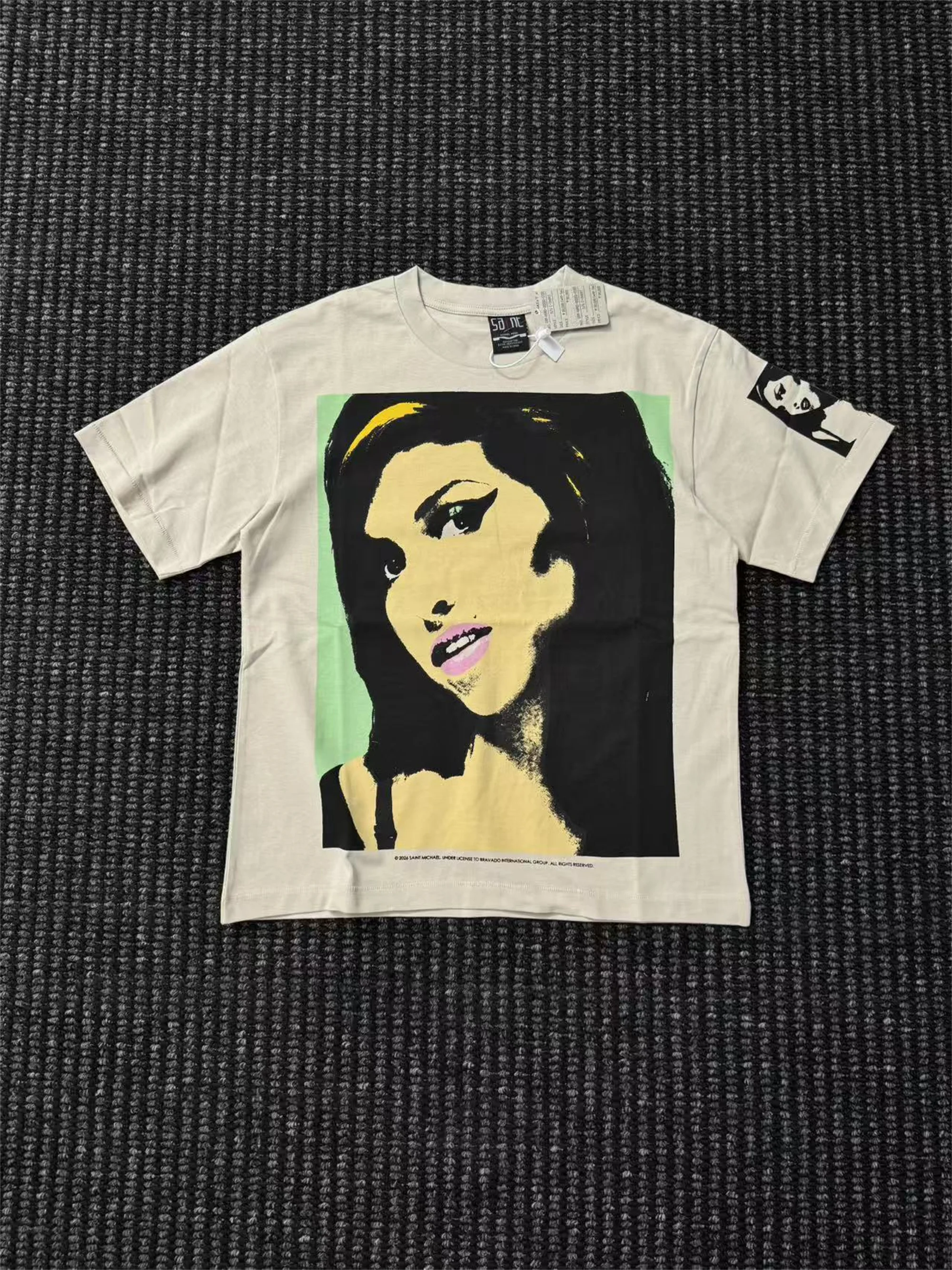 Saint Of Michael Winehouse Portrait Short Sleeve American Retro Vintage Vintage Oversized T-shirt Men High Street Tops Tee