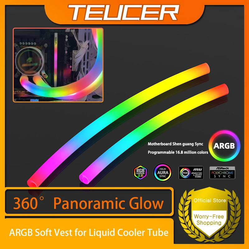 

TEUCER ARGB Water Cooled Pipe Luminous Light Hose 5V 3PIN Computer Case Decoration Applicable to 240 360 Cooling