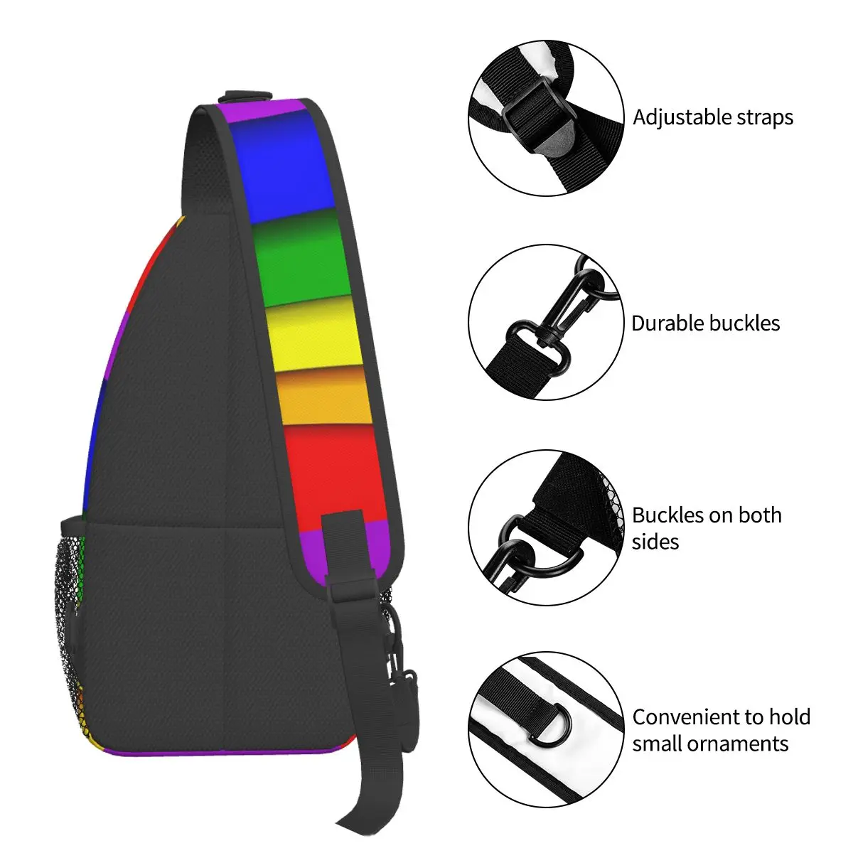 Lgbt Sling Bags Borst Crossbody Schouder Rugzak Reizen Wandelen Daypacks Trots Regenboog Mannen Vrouwen Tas