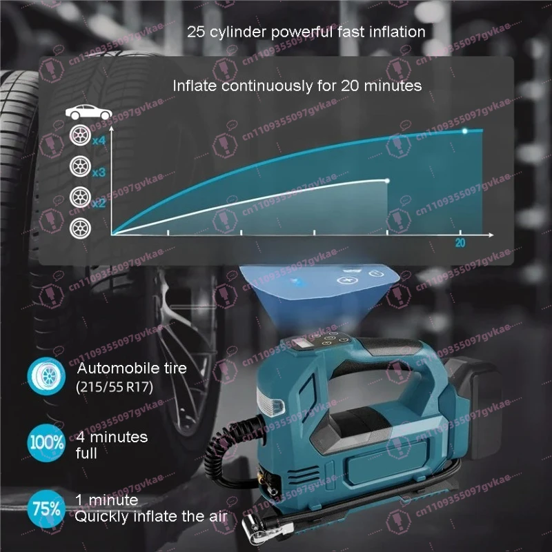 Air Inflator Portable Car Air Compressor Pump Handled Digital Rechargable Air Compressor Bare Pneumatic Tool for Makita Battery view 6