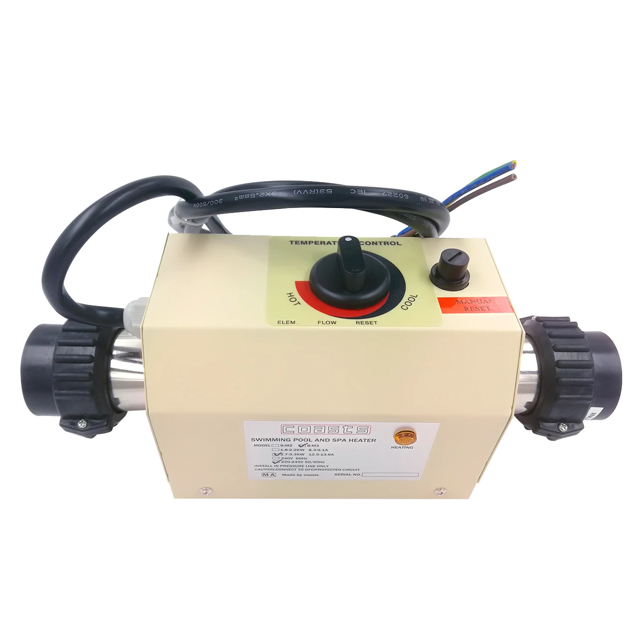 220V 3KW Electric Water Heater Thermostat For Swimming Pool Bathtub SPA Bath For Massage Hot Tub and Jacuzzi