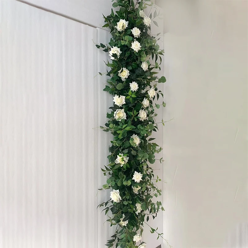 

Artificial New Green plant rose flowers row wedding arch decor flower wall event party backdrop floral window Decorative props