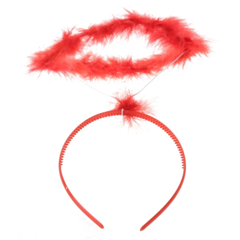 ZB91 Kids Feather Angel Headbands Feather Halo Hair Hoop Halloween Christmas Hairband Cosplay for Creative Party Costume