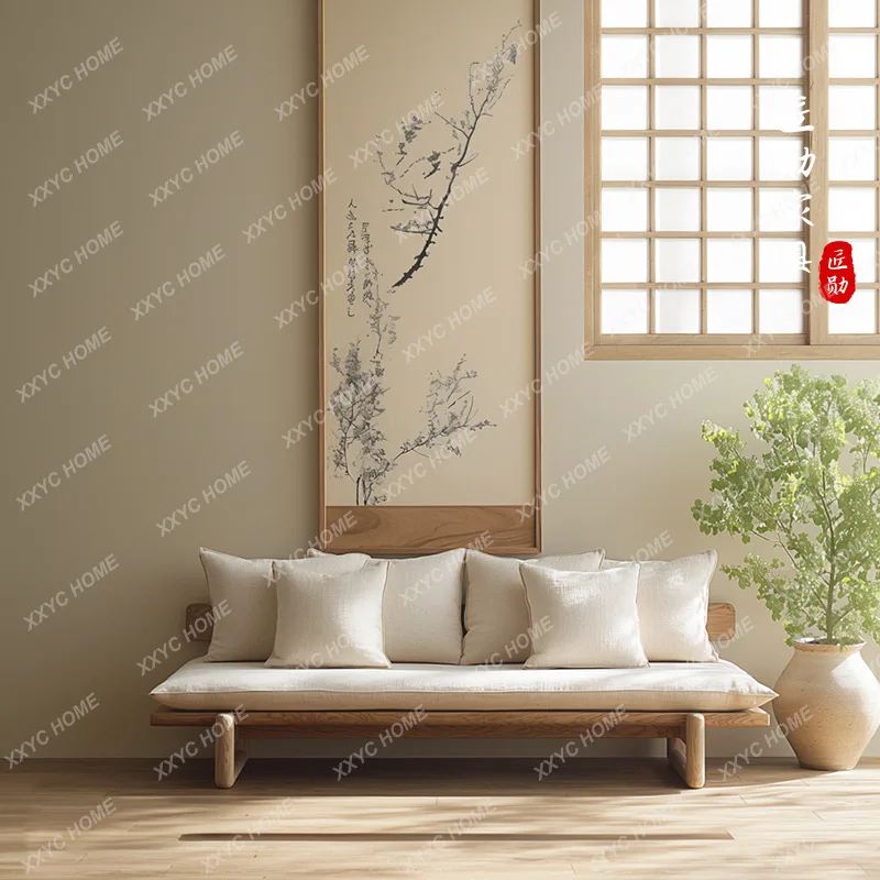 

Диван из массива дерева для гостиной в малогабаритной квартире HHotel, в стиле ваби-саби, трехместный, двухместный, из массива дерева.