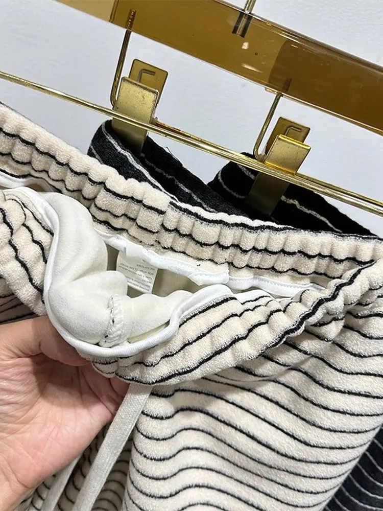 plus Size Fce Lined Wide Leg Sweatpants High Waist Straight Cut Floor Length Casual Trousers for Women Autumn Winter