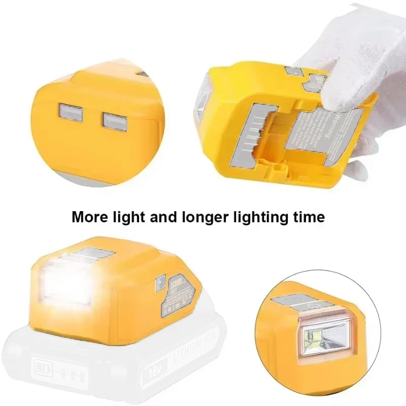 Original Replacement DCB090 Power Source Converter For Dewalt 20v Max 18V Battery Adapter With Dual USB DC 12V LED Work Light