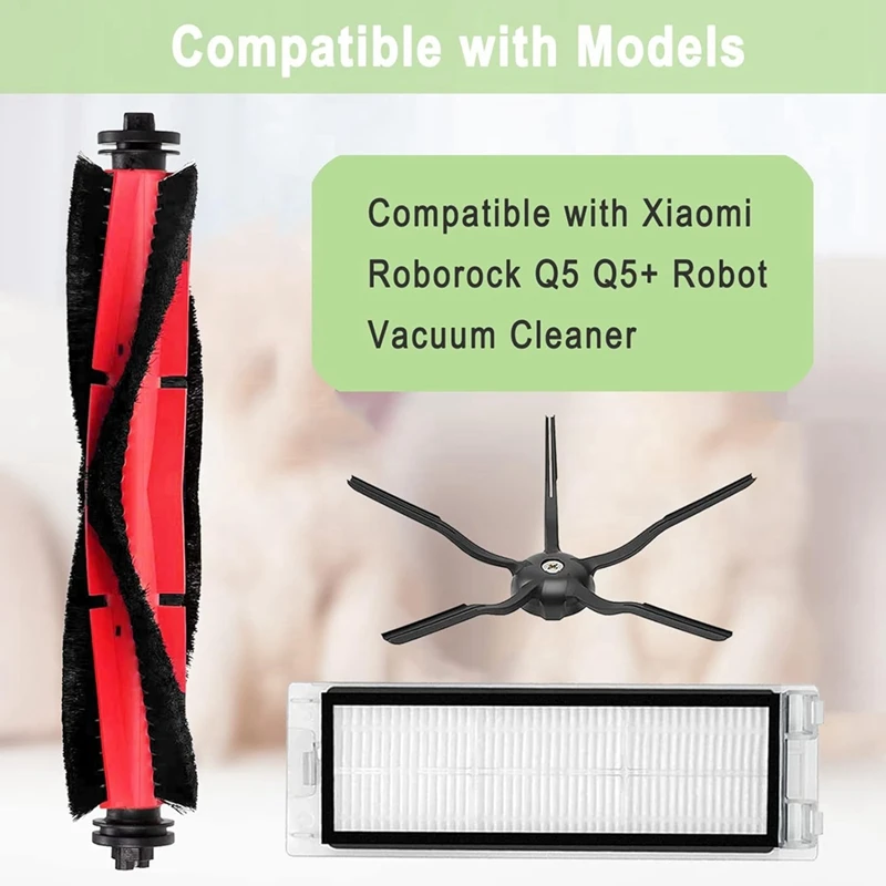 Main Brush Hepa Filter Side Brush Replacement Parts As Shown Plastic Vacuum Cleaner Parts For Roborock Q5 Q5+ Vacuum Cleaner