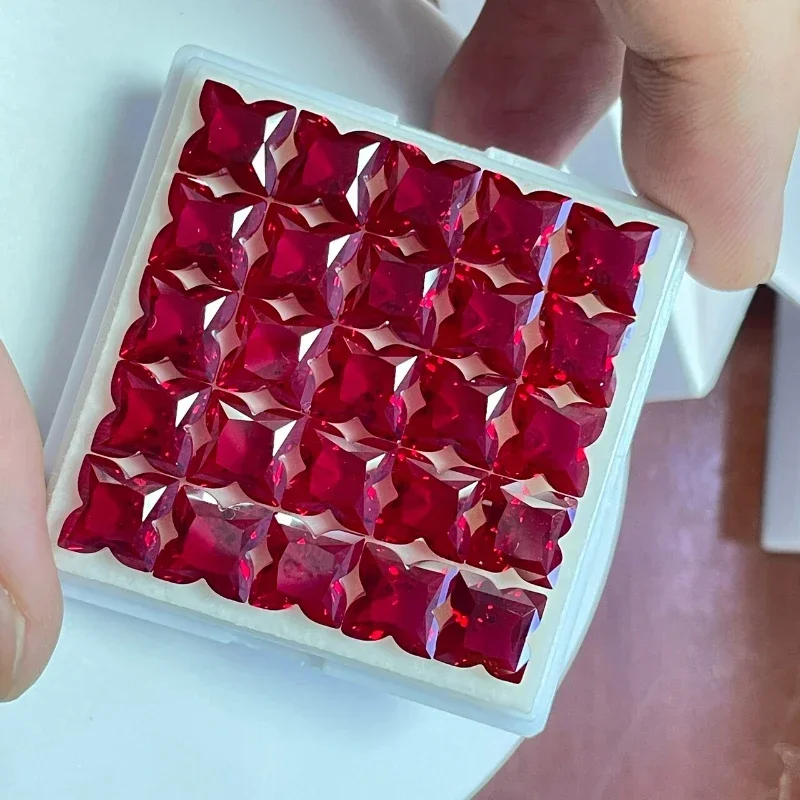 L-Ruby Plum Blossom Cut VVS1 Lab Grown Gemstone Pigeon Blood Red for Advanced Chamrs Jewelry Rings Earrings Making Certificate 6