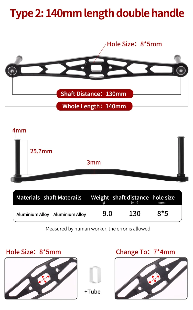 Ruke Fishing Rocker zum Werfen von Angelrollen, Legierung aus Aluminium, Loch 8 x 5/7 x 4 mm, Länge 140–130 mm, für Daiwa Abu Shima, inklusive Schrauben – Detail 4