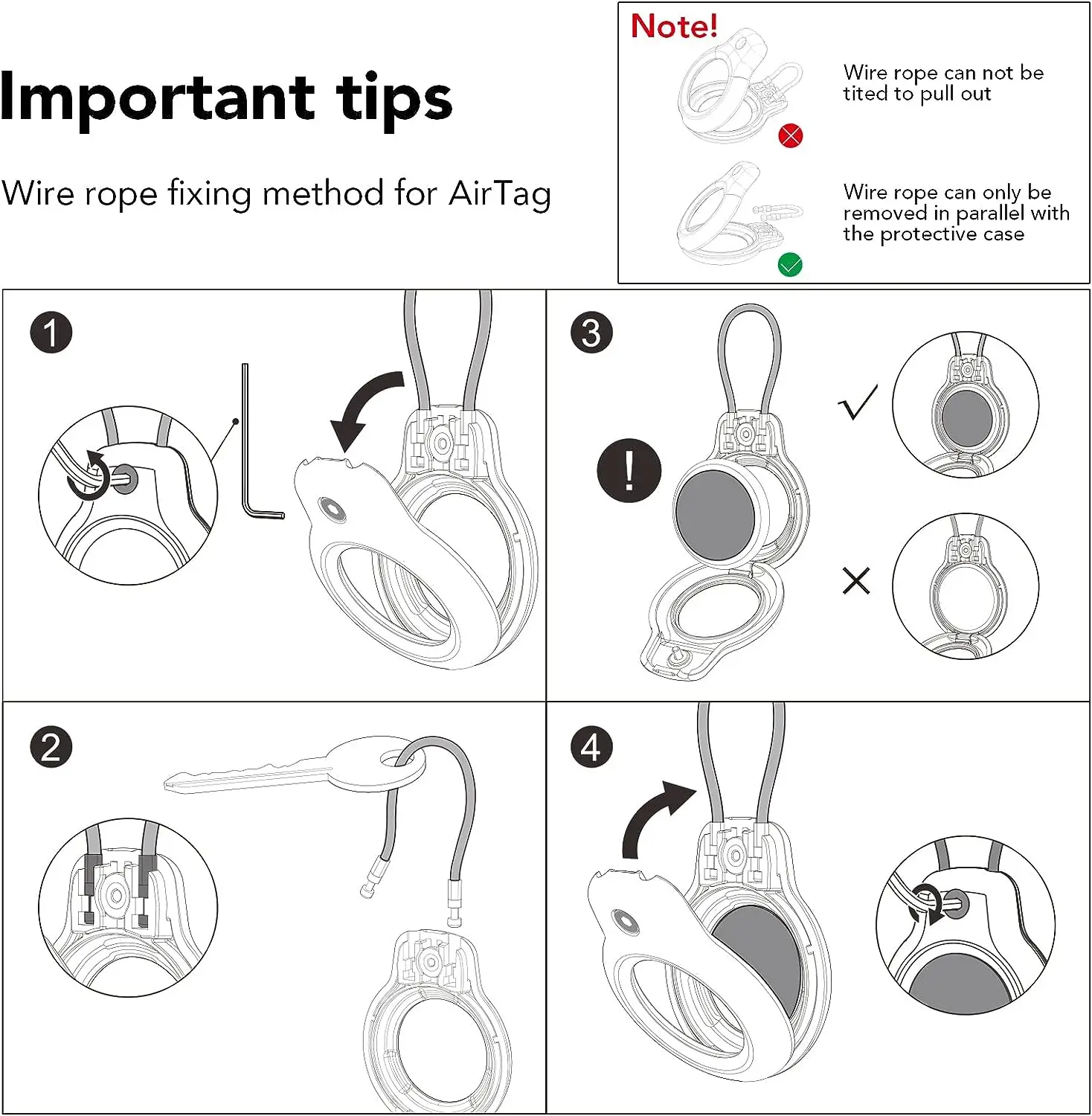 Funda para Apple Airtag, funda con etiqueta de aire antipérdida para bolsa de equipaje, mochila con llave para mascotas, Airtags con Cable de acero, llavero, accesorio