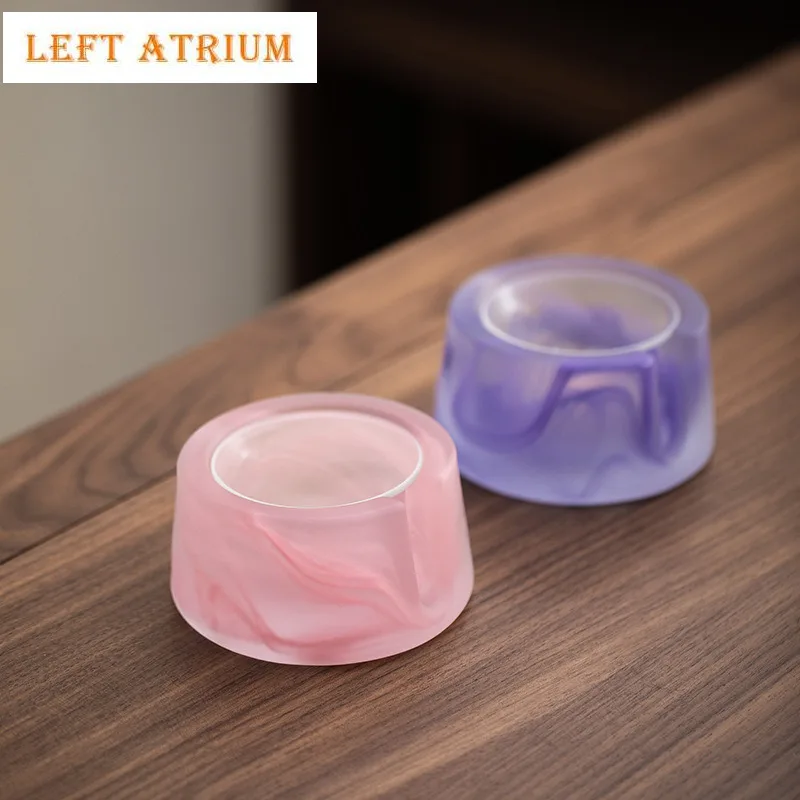 

Japanese Thickened Ink Pink Glass Tea Warmer Holder Candle Heater Stove Kettle Stand Boiling Water Carbon Furnace Tea Ceremony