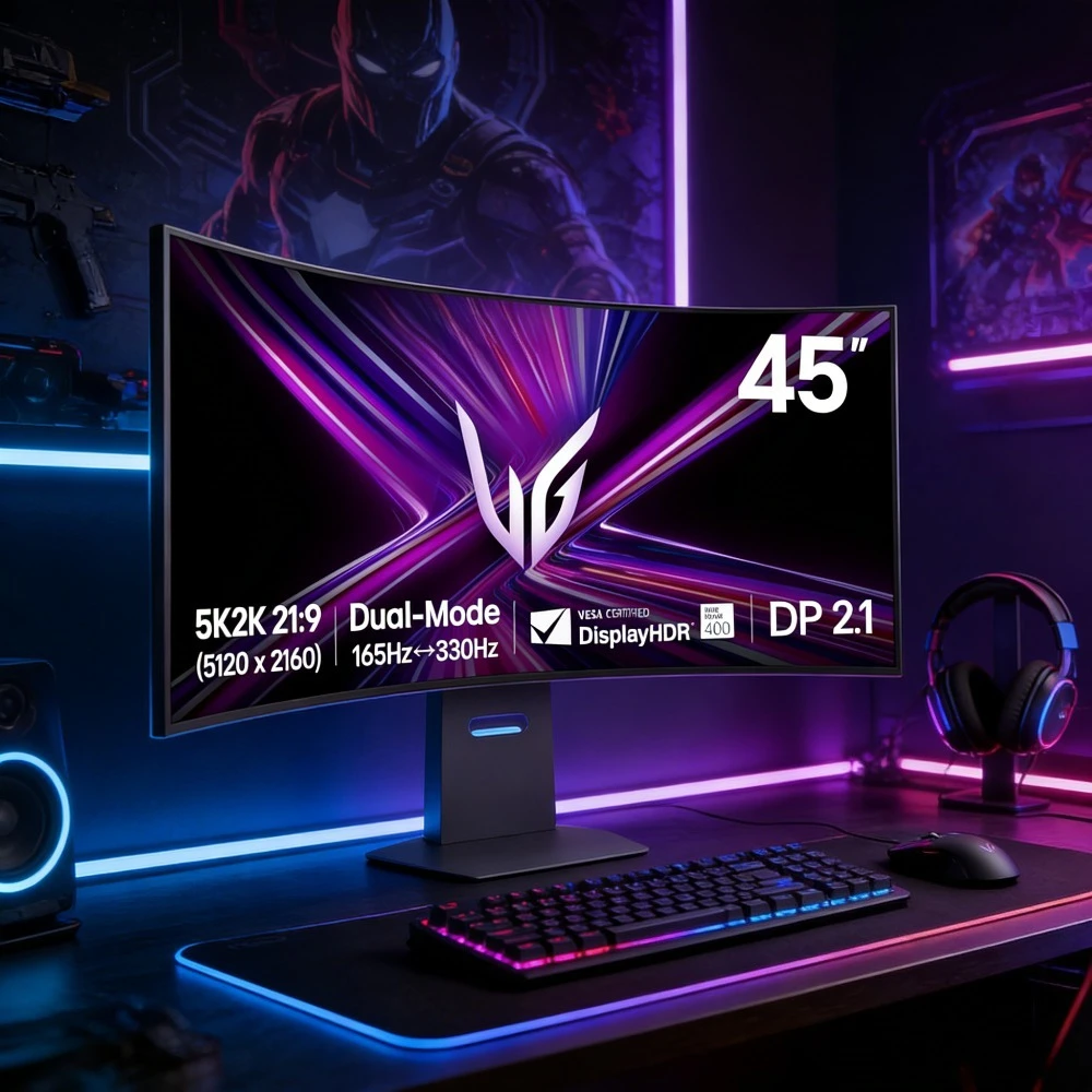 

Изогнутый игровой OLED-монитор 45 дюймов 5120x2160 WUHD 165 Гц 0.03 мс G-Sync FreeSync HDR USB-C DP2.1