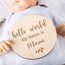 Personalised Hello World My Name Is Baby Announcement Sign Plaque Disc Baby Name Announcement