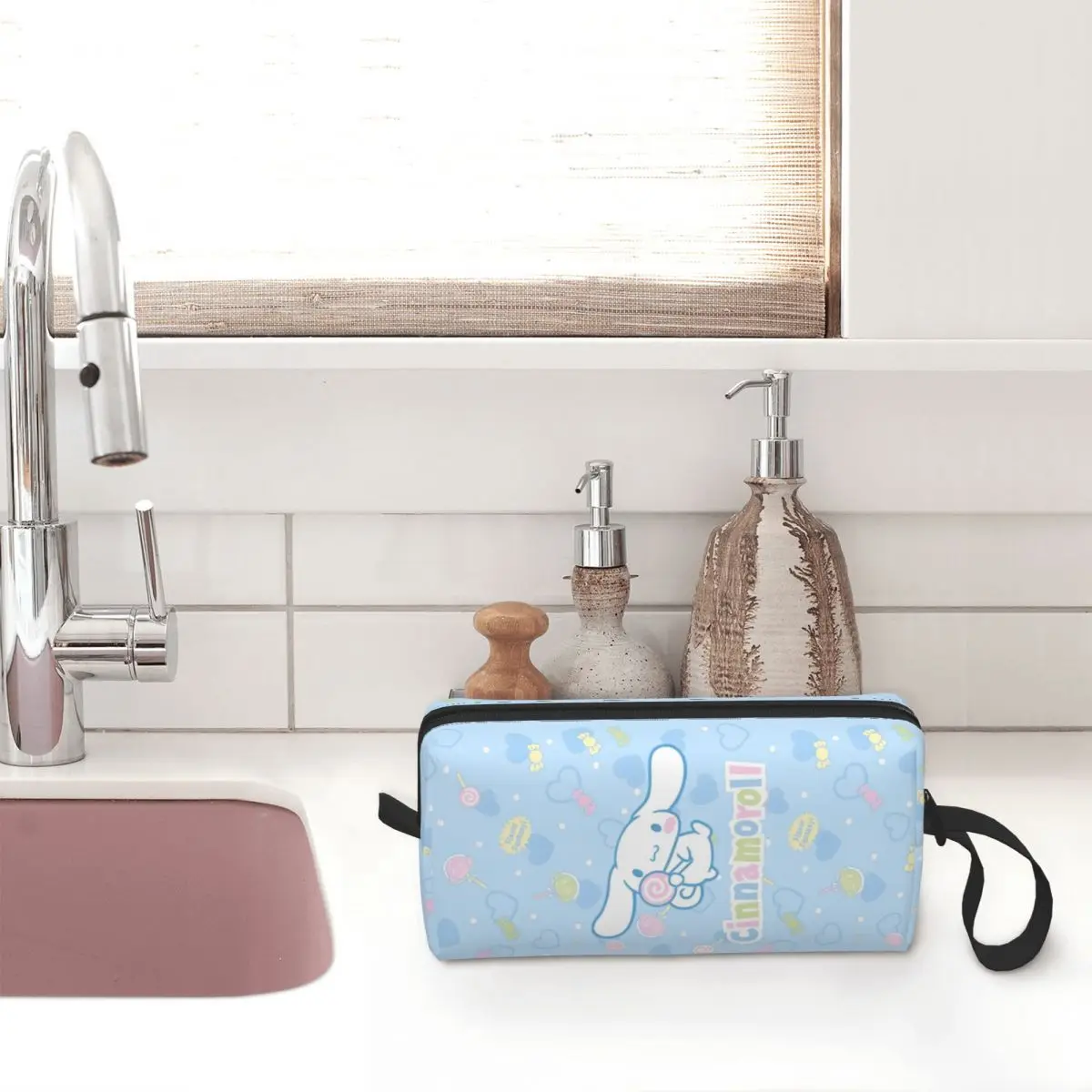 Sanrio Cinnamoroll Cute Cartoon Makeup Bag Pouch Cosmetic Bag Travel Toiletry Small Makeup Pouch Storage Bag Large Capacity