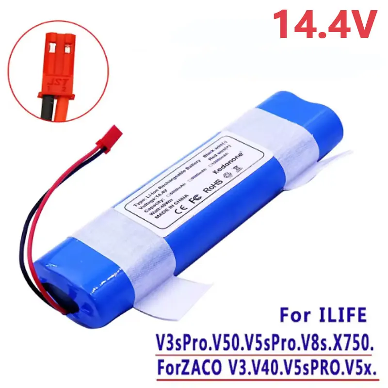 

2026✨ Li-lion Battery for ILIFE V3s Pro,V5s Pro,V8s,V8 Plus V80 V80 Max V80 Pro,V3s Max 18650 12800mAh 14.4V PX-B010