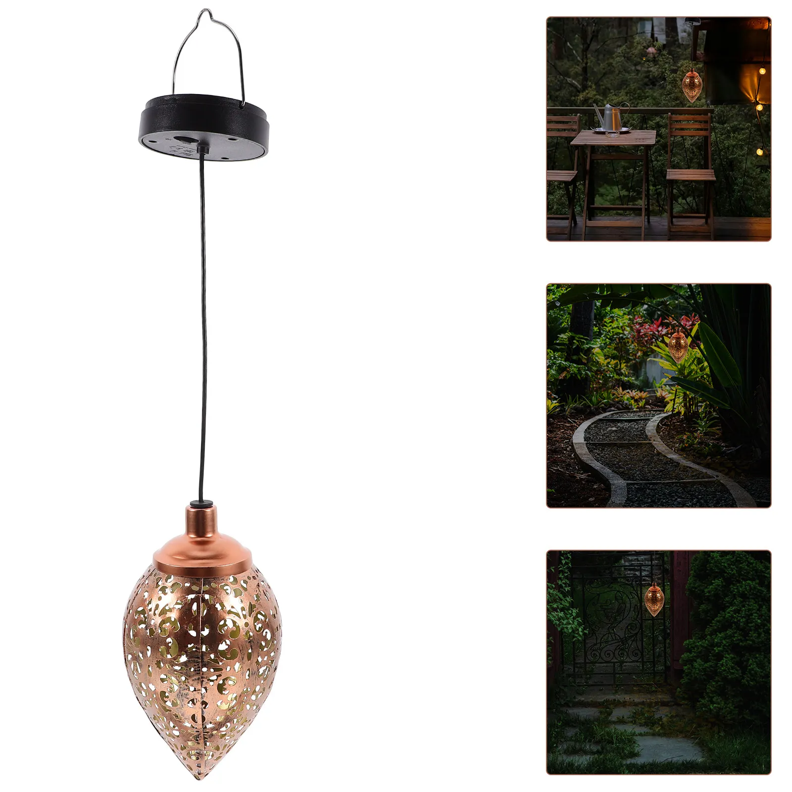 Solar Garden Hanging Lantern Fall Outdoor Decor Lights Fake Powered Flame Butterfly Stakes Brown Dragonfly