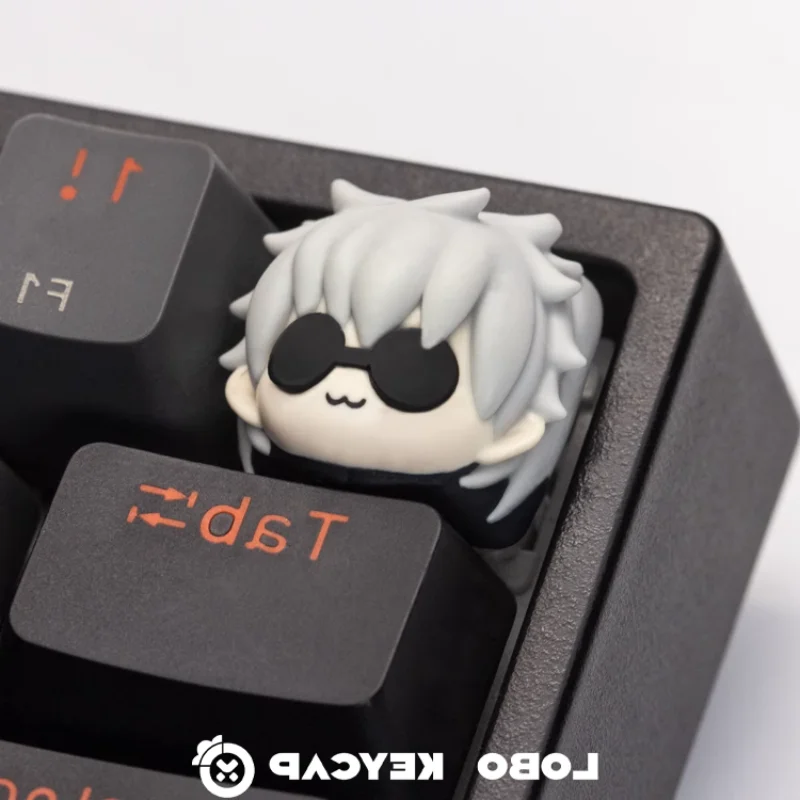 Cute Gojo Satoru Keycap Anime Game Mechanical Keyboard Cherry R4 Profile 3D Resin 1pcs Collectibles Gifts Cross Axis Keycaps