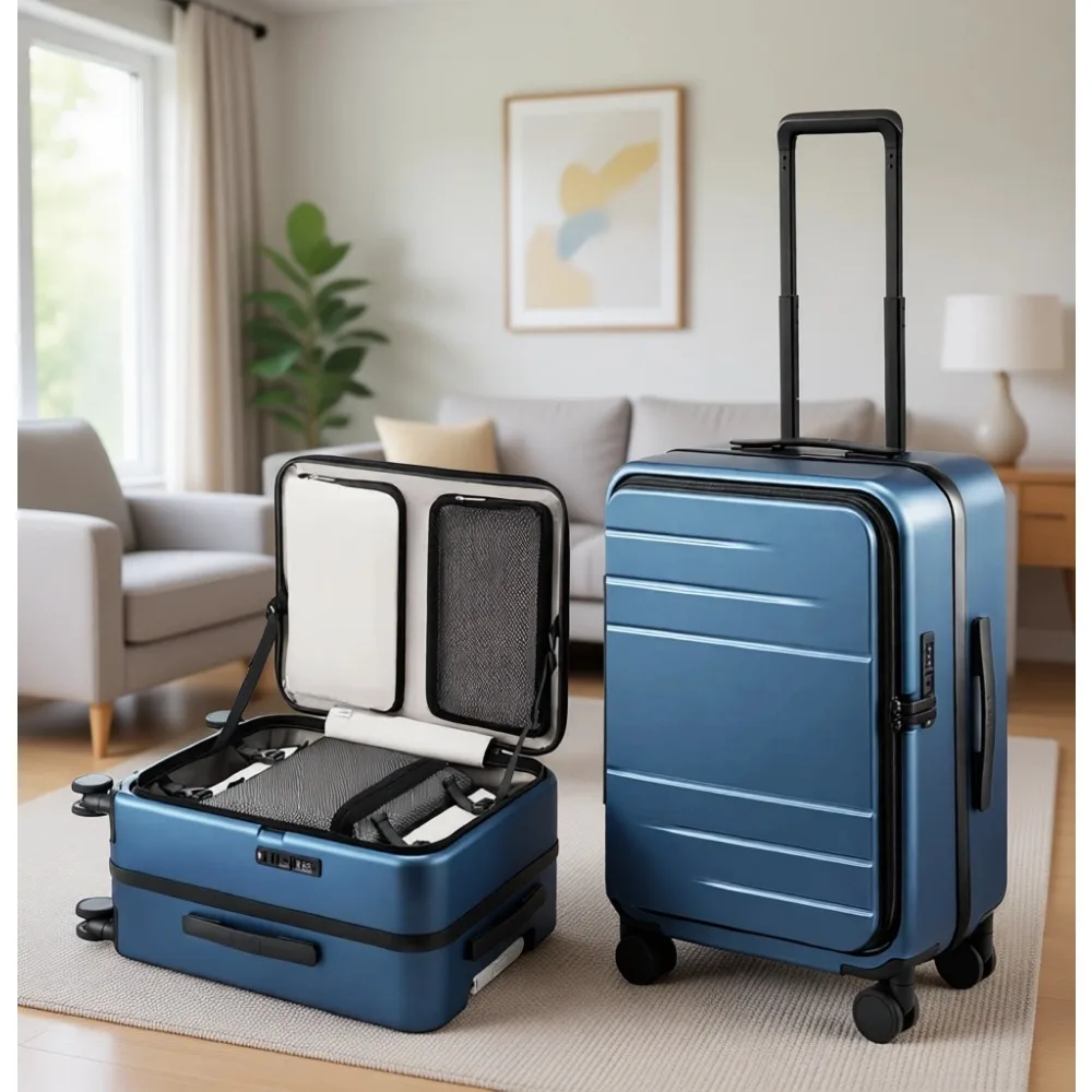 Top Opening 21 Inch Suitcase with Aluminum Frame and Polycarbonate Shell