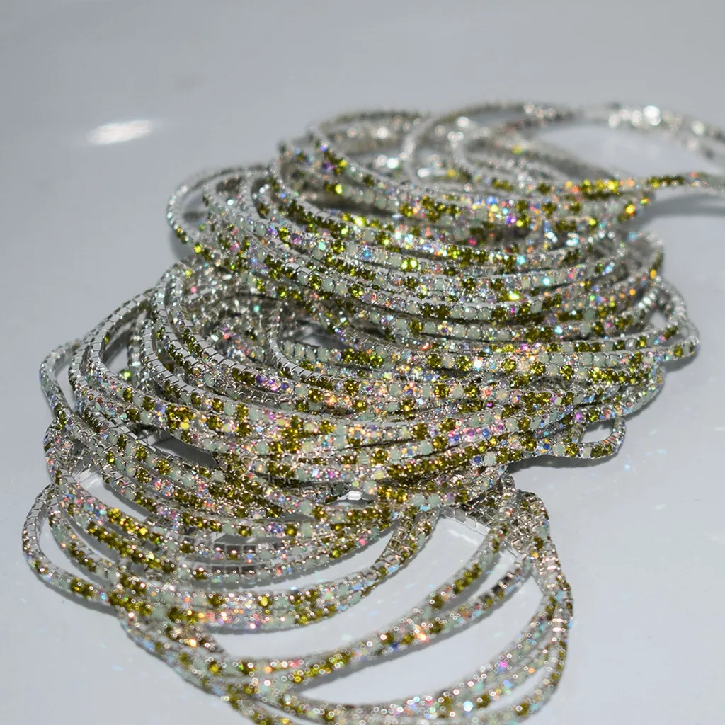 Sparkling Stretch Bling Bracelets Thin Fashion Hand Jewelry Single Row Bracelets Elastic Thin Bracelets For Party Anniversary