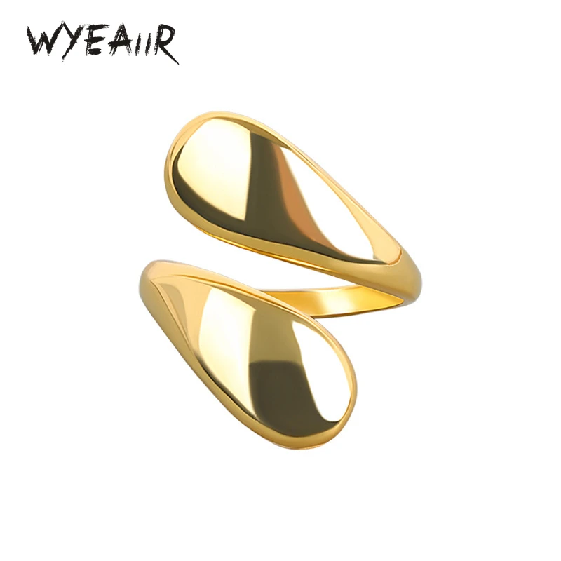

WYEAIIR Twisted Geometry Water Droplet Shining INS 925 Sterling Silver Resizable Opening Ring For Women Luxury Jewelry