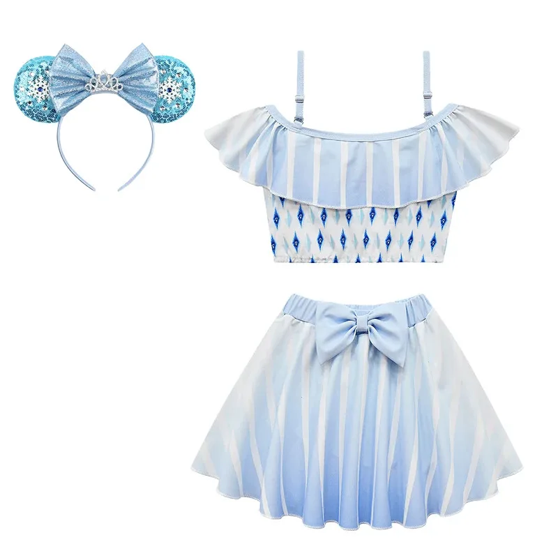 بدلة سباحة أنيمي 2022 جديدة للفتيات ملكة الثلج إلسا آنا الأميرة ملابس سباحة للأطفال قطعة واحدة رابونزيل ميليندا تيانا باب 72th #2