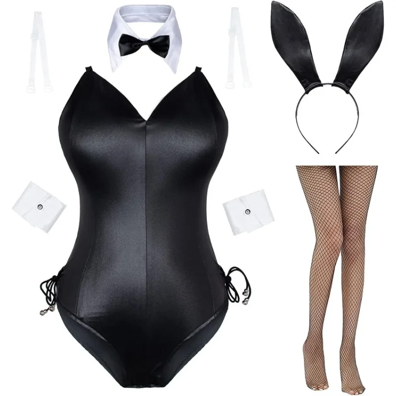 Disfraz de conejita para mujer, traje de niña Senpai, disfraz de rol de Anime, conjunto de medias de mono de una pieza