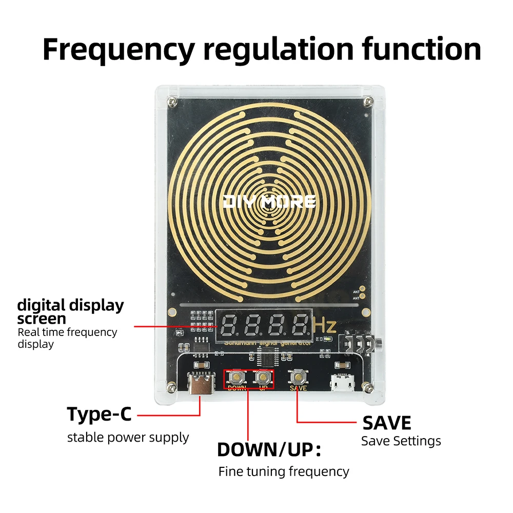 7,83 Hz Schumann-Wellen-Generator DC5V 0,01-99999 Hz Einstellbare Frequenz Schumann-Sinuswellen-Signalgenerator Typ-C-Schnittstelle – Detail 4